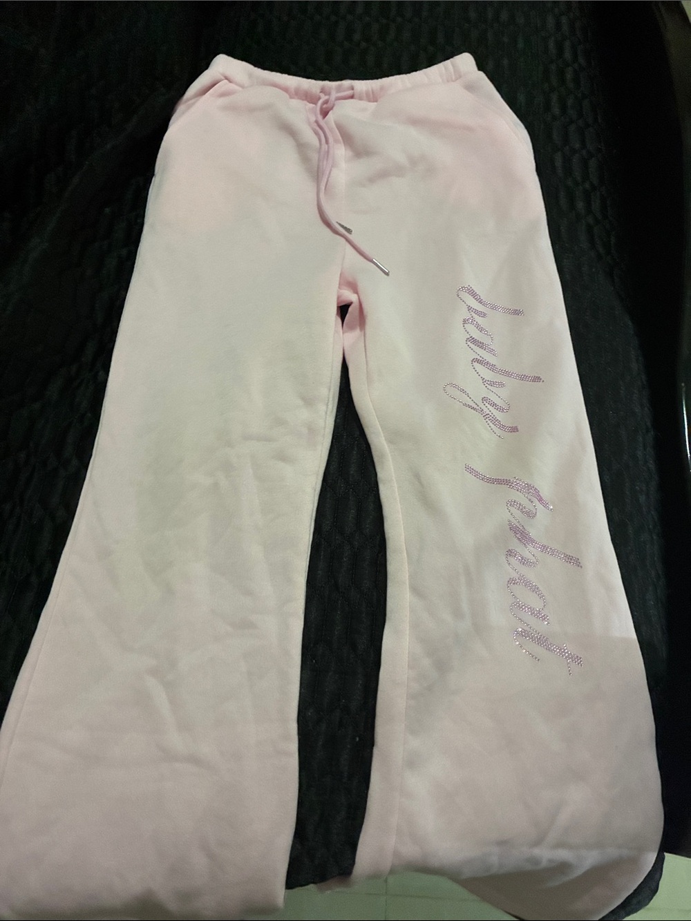 Baby Phat Pink Rhinestone Script Sweatpants for Kids